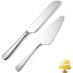 n2j2 shop 2PCS Silver Cake Serving Set, Cake Knife and Server Set Perfect For Wedding Stainless Steel Cake Server-picture-23