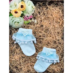 N2S NEXT2SKIN Girls Set Of 3 Blue Patterned Cotton Ankle-Length Socks-picture-37