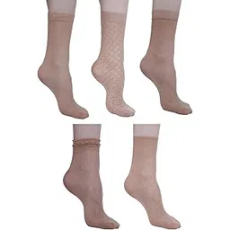 n2s next2skin NEXT2SKIN Women Nylon Sheer Assorted Pattern Ultra-Thin Ankle Length Without Thumb Transparent Socks-picture-45