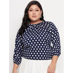 NABIA Plus Size Polka Dot Print Crepe Top-picture-28