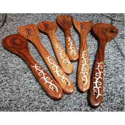 nabil creation wooden spoon Wooden Cutlery Set (Pack of 6) Wooden Cutlery Set-picture-26