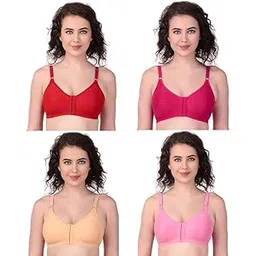 nafilyo Women’s Non-Wired Cotton Bra | Front Open, Twin Hook Adjuster, Double Layered | Multicolor Daily Use-picture-33