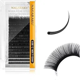 NAGARAKU Eyelash Extensions Individual Lashes 0.05mm C curl 7-15mm Mix Tray Classic Matte Black Soft Natural Faux Mink 16 rows-picture-49