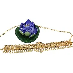 NAGNESHI ART Multicolor Gold Plated Alloy Belly Chains & Kamarband for Women & Girls - Ethnic Jewelry Set-image-4