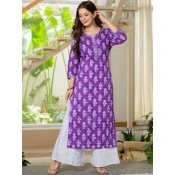 NAHIKO Women Floral Cotton Kurtas image 3