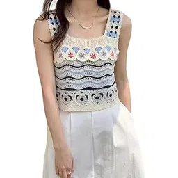 naiades Women's Handmade Crochet Crop Top, Sleeveless Top for Women,Comfortable Fit-picture-12