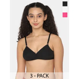 NAIDU HALL Pack of 3 Non Padded Medium Coverage Cotton Everyday Bras With All Day Comfort-picture-16
