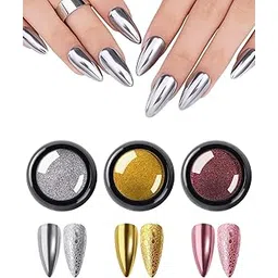 Nail Art Kit Box,Rose Gold,Gold,Silver Chrome Powder,Aurora Chrome Pigment Mirror Powder,Pearl Glitter, Nail Art Dust Design,DIY Manicure Trending for Women Girls-picture-35