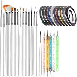 Nail Art Kit for Women – 30 Pcs Nail Design Kit with 15 Brushes, 5 Dotting Pens & 10 Striping Tapes – Nail Painting Set, Nail Art Tools, Nail Accessories for Nail Extensions-picture-42