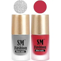 Nail Polishes, Silver-Baby Pink Velvet Matte Nail Paint Combo Set of 2 Pcs 7ml each-picture-49
