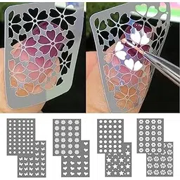 Nail Stencil Stickers for Girls | Pack of 40 with 8 Unique Designs DIY Sticker Nail Tips Decorations Tools Self-Adhesive Decals-picture-15