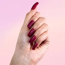 nailinit Red Velvet Stick-on Nails set, with Easy Glue Tab application, Dark Red Nails are Reusable & Unbreakable-picture-32