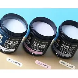Nails Art Clear Acrylic Powder 150 GMS Shade No Lifting Crecking Bubbles Girls Professional Makeup Artists Shade- Pink White Clear.-image-2