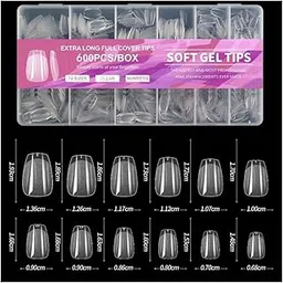NAILS MAGIC Soft Gel Nail Tips – 600 Pcs SHORT coffin Shape | 12 Sizes – Full Cover Clear Tips for DIY Nails & Salons | Short coffin-picture-16
