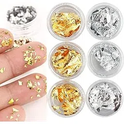 NAILWIND Foil Nail Art Set, Foil Flakes for Resin Art Nail Accessories for Foil Transfer, Decoration, Flake and Mirror Effect - Multicolors Silver,Gold,Copper-picture-16