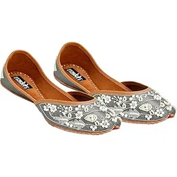 nakh Women Silver Swarovski and Zari Work Jutti/Ethnic Mojari | Handmade Jutti for Women-picture-21
