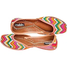 nakh Women's Leather Traditional Jutti with Embroidery & Designer Work Punjabi Jutti/Mojari for Girl's-picture-31