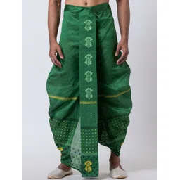 Nakshi Men Green Dupion Printed Dhotis-picture-12