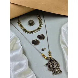 NAMAN ARTS Gold-Plated Oxidized Skin-Friendly Jewellery Set-picture-18