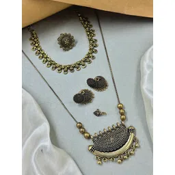 NAMAN ARTS Gold-Plated Oxidized Skin-Friendly Jewellery Set-picture-30