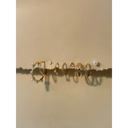 naman arts NAMAN ART Set OF 9 Gold Plated Circular shaped Hoop Earrings-picture-14