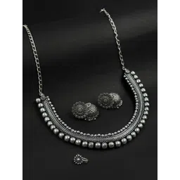 naman arts .NAMAN ARTS Sliver-Plated Textured Oxidised Jewellery Set-picture-39
