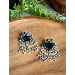 NAMAN ARTS Silver-Plated Artificial Stones Studded Crescent Shaped Chandbalis-picture-18