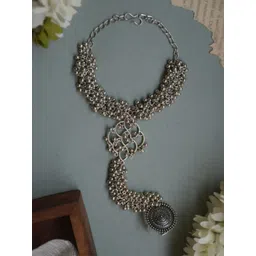 NAMAN ARTS Silver-Plated Ghungroo Oxidised Ring Bracelet-picture-12