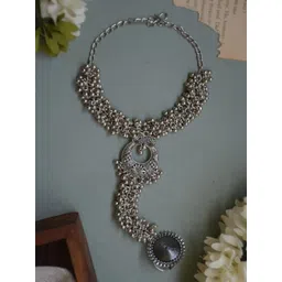 NAMAN ARTS Silver-Plated Ghungroo Oxidised Ring Bracelet-picture-11