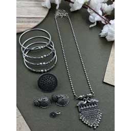 NAMAN ARTS Silver Plated Oxidised Jewellery Set-picture-20
