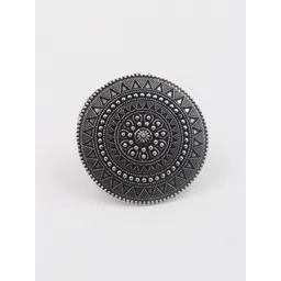 NAMAN ARTS Silver-Plated Oxidized Finger Ring-picture-18