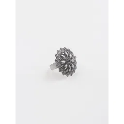 NAMAN ARTS Silver-Plated Oxidized Finger Ring-picture-16