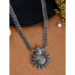 NAMAN ARTS Silver Plated Oxidized Spring Chain Statement Necklace-picture-33