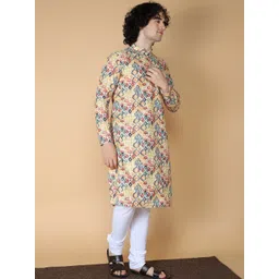 NAMASKAR Ethnic Motifs Printed Chikankari Mandarin Collar Pure Cotton Kurta-picture-16
