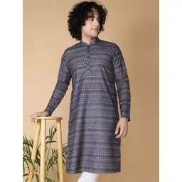 NAMASKAR Geometric Printed Cotton Kurta-picture-26