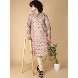 NAMASKAR Geometric Printed Pure Silk Kurta-picture-24