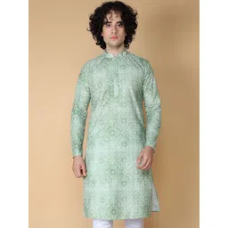 NAMASKAR Mandarin Collar Cotton Straight Kurta-picture-10