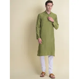 NAMASKAR Men Green Thread Work Kurta-picture-24