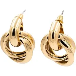namaste jewels | Artificial |Chunky Linked Hoop Earrings in Gold Tone – Contemporary Artificial Jewellery for Women-picture-34