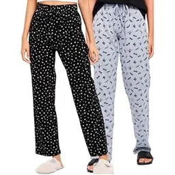 nanmaya Women's Casual Printed Pyjama Pants, Pack of 2, Loose Fit, Multicolor (Prints and Colors may vary)-picture-56