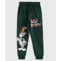 Nap Chief 100% Cotton Tom & Jerry Featuring Best Friends Printed Joggers - Bottle Green-picture-10