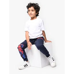 Nap Chief Boys Navy Blue & Red Spiderman Print Cotton Joggers-picture-10