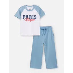 Nap Chief Girls Bonjour Paris Printed Pure Cotton T-Shirt With Trouser-picture-37