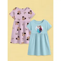 Nap Chief Girls Pink & Blue Cotton Relaxed Fit Character Based Casual Dress -Pack of 2-picture-10