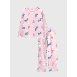 Nap Chief Girls Pure Cotton Bunny Floral AOP Pajama Set Night suit-picture-19