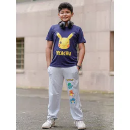 Nap Chief Kids Pikachu Printed Short Sleeves Pure Cotton T-shirt With Joggers-picture-33