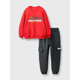 Nap Chief Kids Printed Long Sleeves Pure Cotton Sweatshirt With Joggers-picture-39