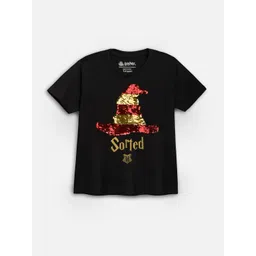 Nap Chief Kids Reversible Black Harry Potter Sequinned Round Neck T-shirt-picture-38