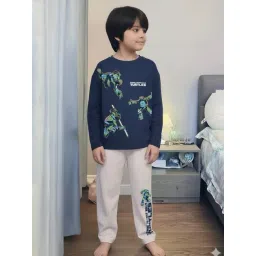 Nap Chief Unisex Navy Blue Cotton Mutant Ninja Turtles T-shirt with Pyjamas-picture-17