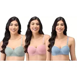 narsingha dreams Women's Cotton Lightly Padded Half Cup Non-Wired T-Shirt Bra Combo Pack of 3-picture-35